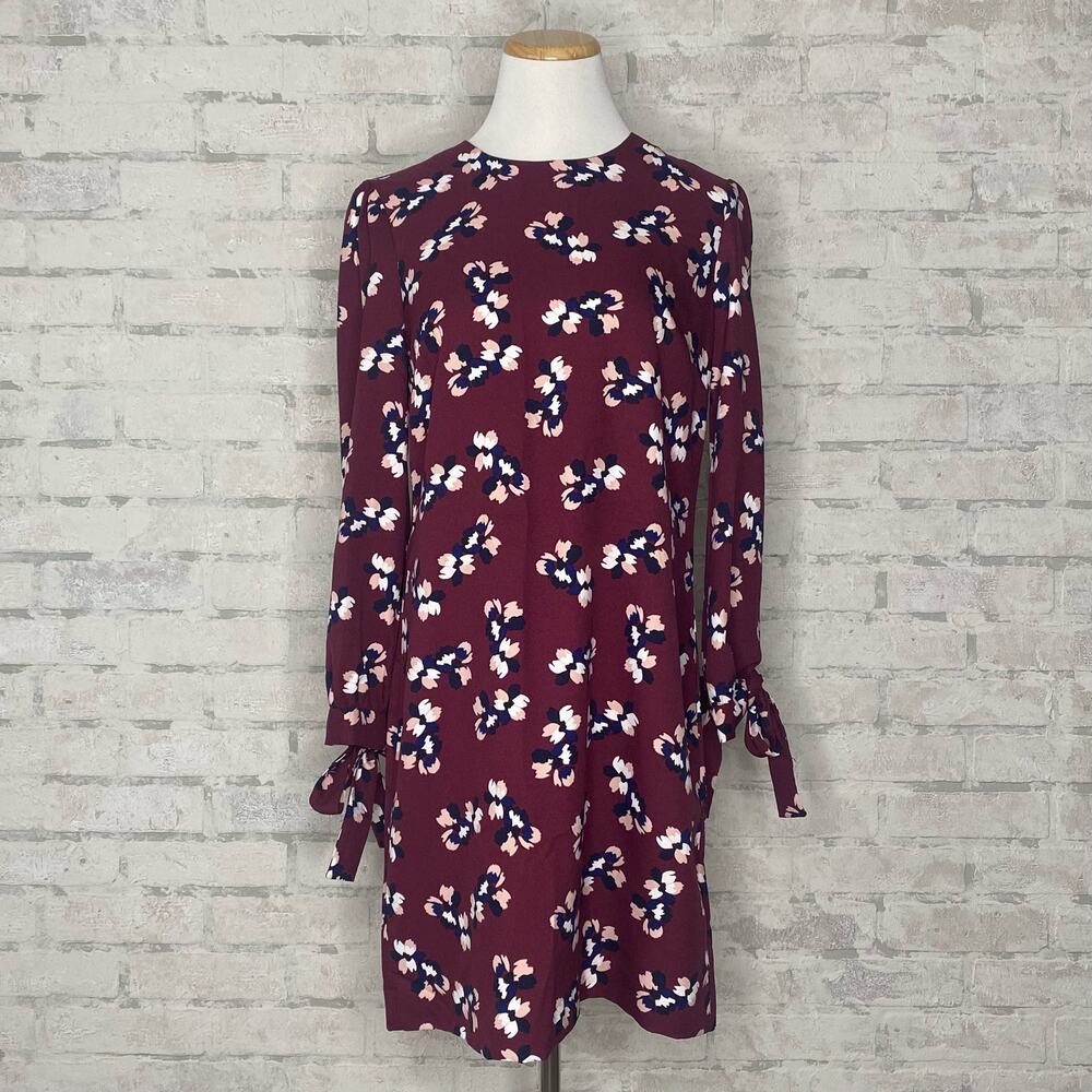 Banana Republic | Burgundy Floral Long Sleeve Shift Dress